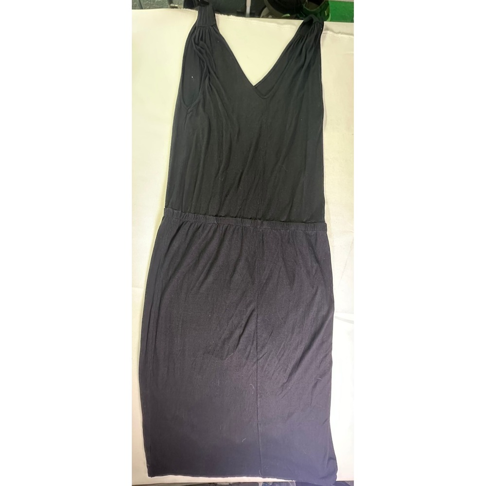 GapBody Black V-Neck Dress Womens Size S Elastic Empire Waist Rayon Lyocell Mini